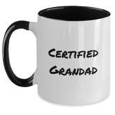 Funny Gifts from Men for Grandad - Certified Grandad Two Tone Coffee Mug for Graduation with Inspirational Quote - Main